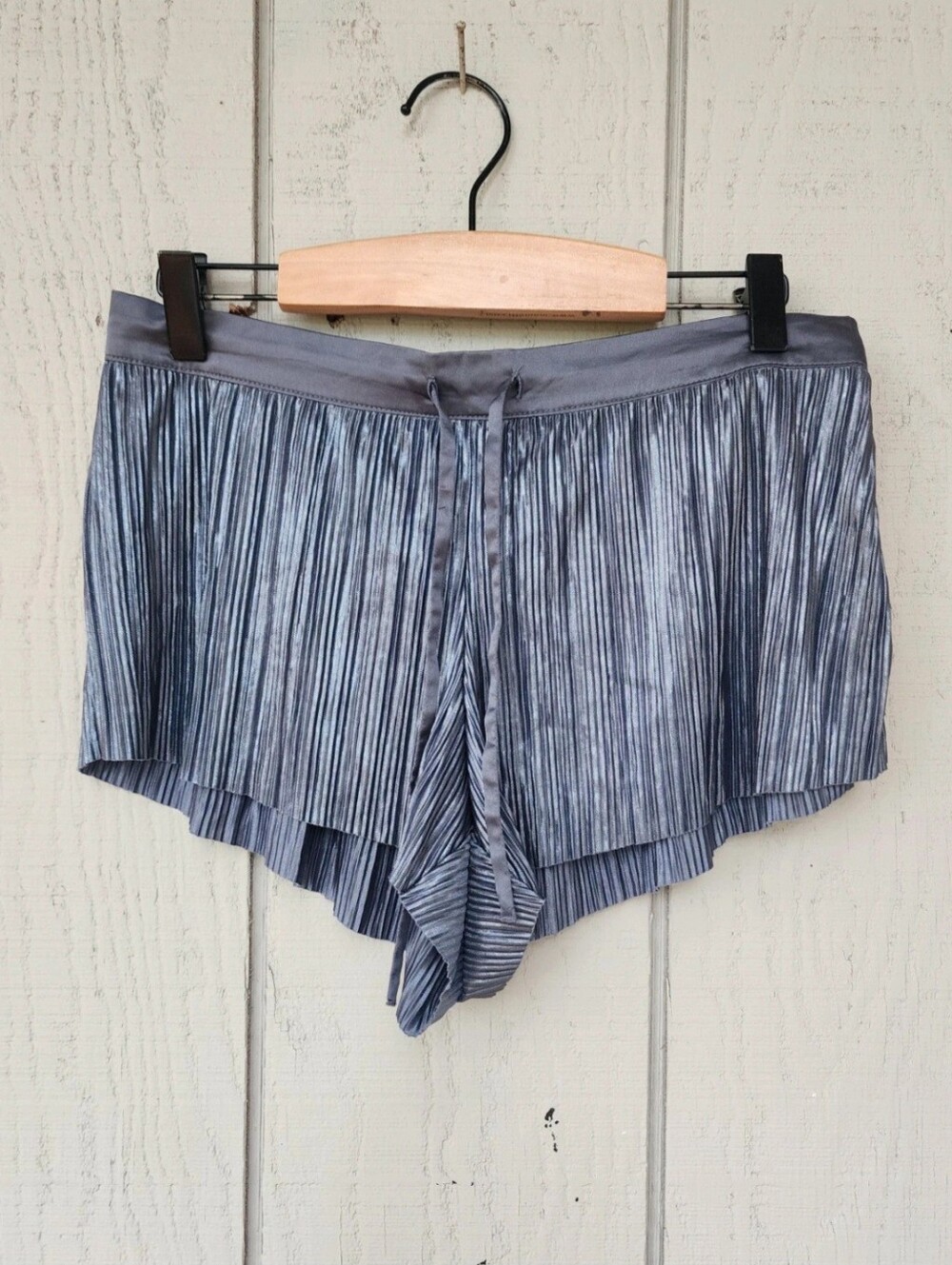 Victoria's Secret Metallic Blue Pleated Sleep Shorts Sz Small